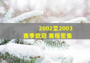 2002至2003赛季欧冠 赛程密集